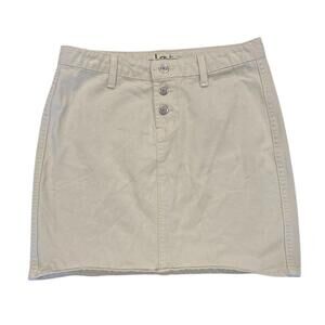 90s y2k l.e.i. tan mini skirt with button front